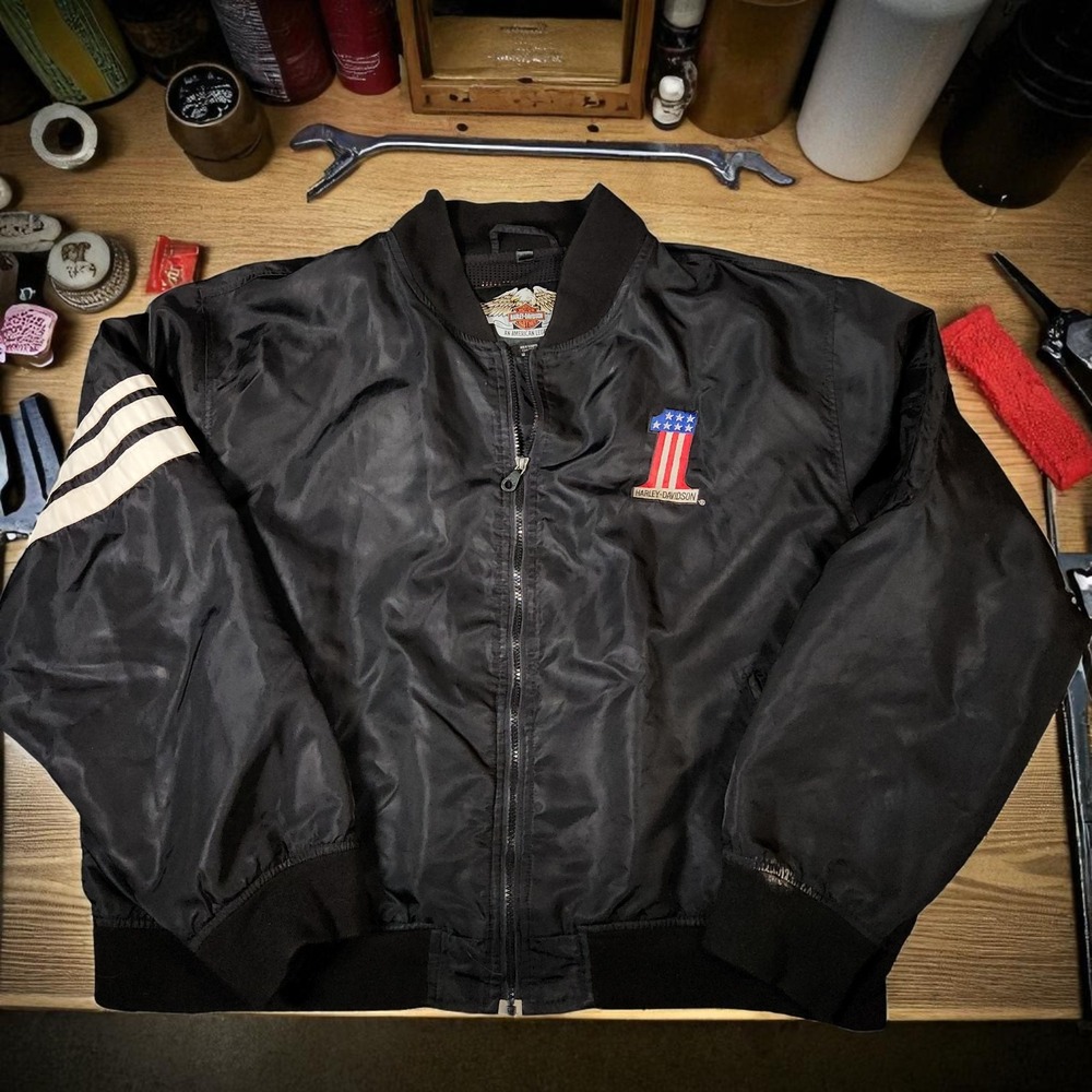 Harley Davidson Racing Jacket Evel Knievel Bomber Black Mens XXL 2XL